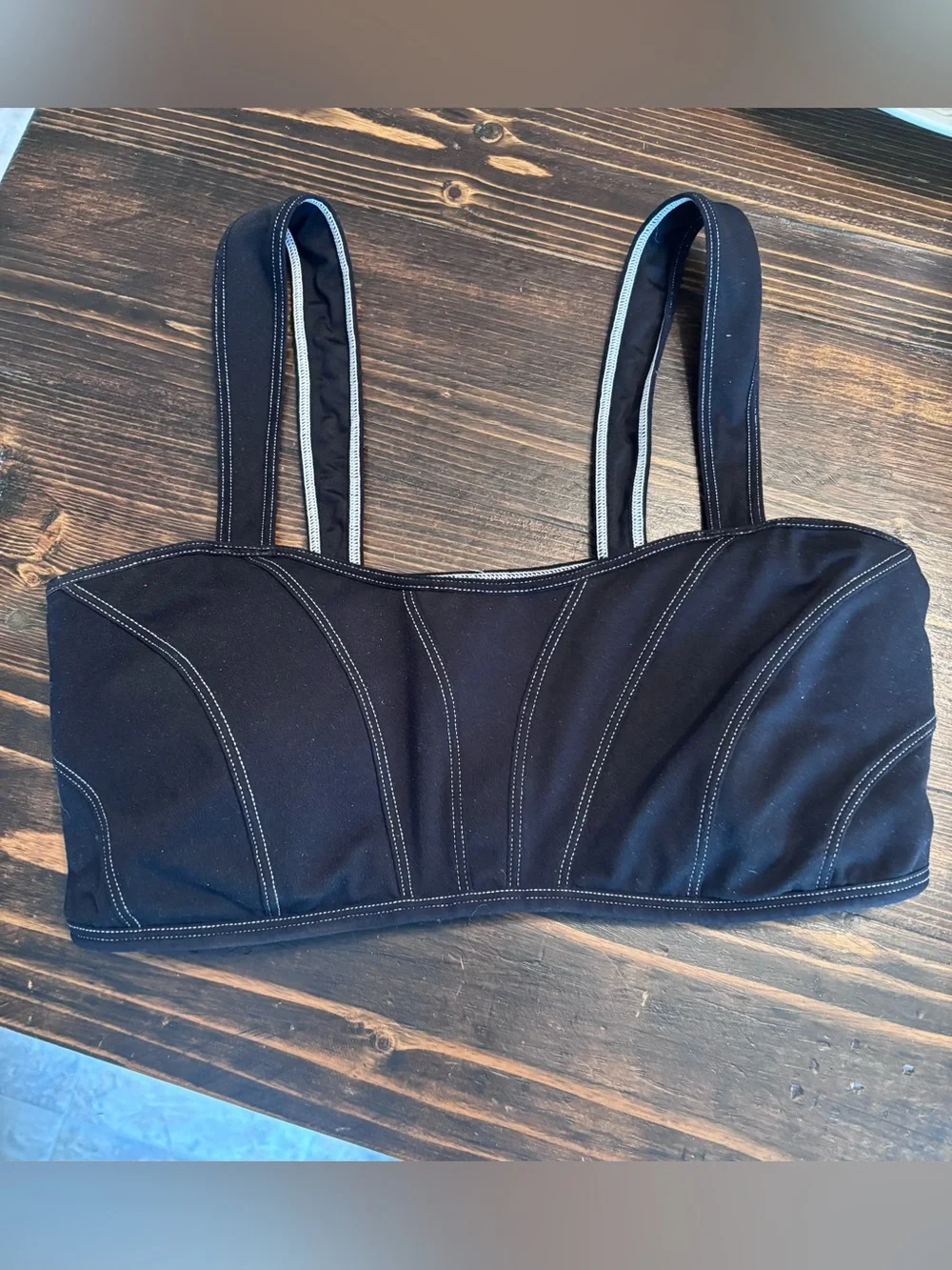 Black Seam-Detail Support Bra — Women Intimates